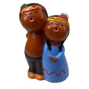 Vintage World Gift Hand Painted Composite Native American Children Figurine